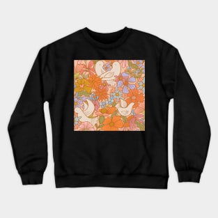 Love doves summery boho retro inspired floral Crewneck Sweatshirt